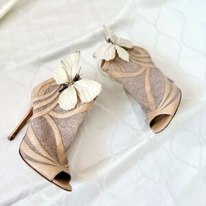 Up-cycled Jimmy Choo Orchid flowers sandals Heels shoes lace boots 6 36 wedding